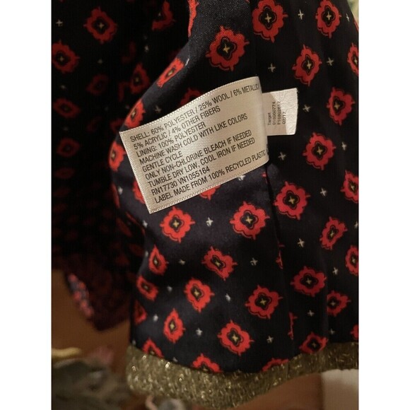 A New Day Blazer Jacket Womens 12 Green Gold Metallic Wool Blend Pockets Lined - Picture 8 of 8